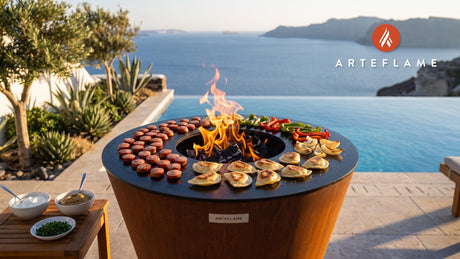 Grilled Polish Sausage & Pierogies (Minnesota Style) cooking on an Arteflame grill