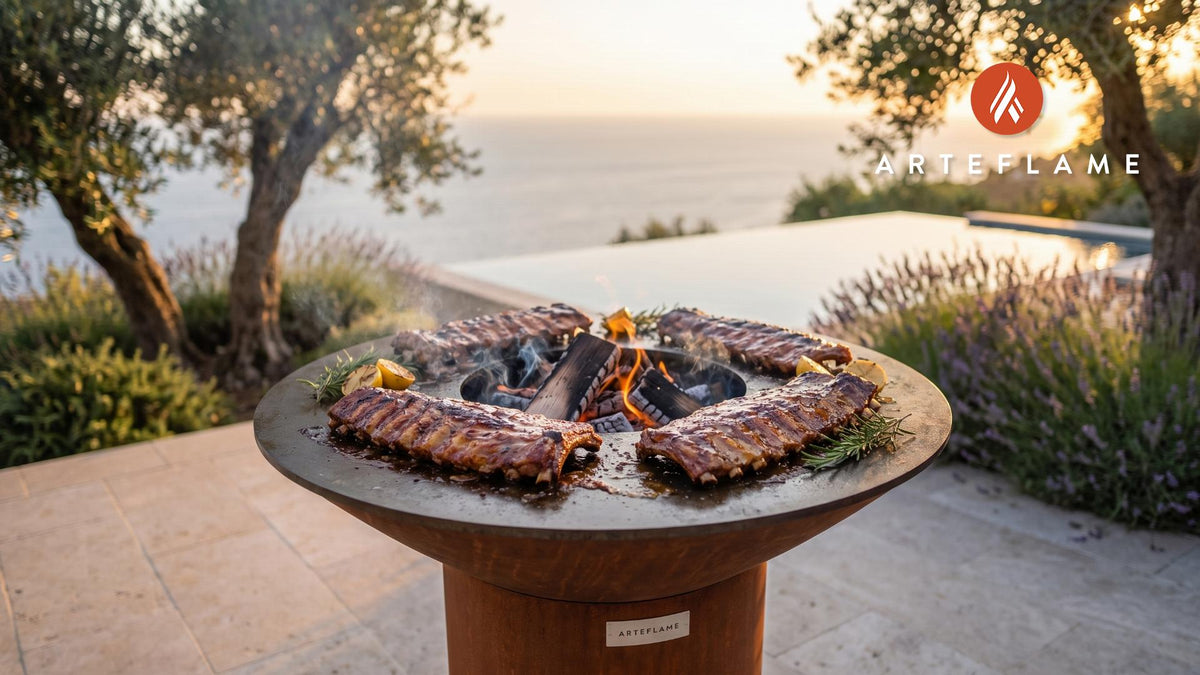 Tender Honey Mustard Pork Ribs (Minnesota Style) cooking on an Arteflame grill