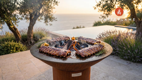 Tender Honey Mustard Pork Ribs (Minnesota Style) cooking on an Arteflame grill