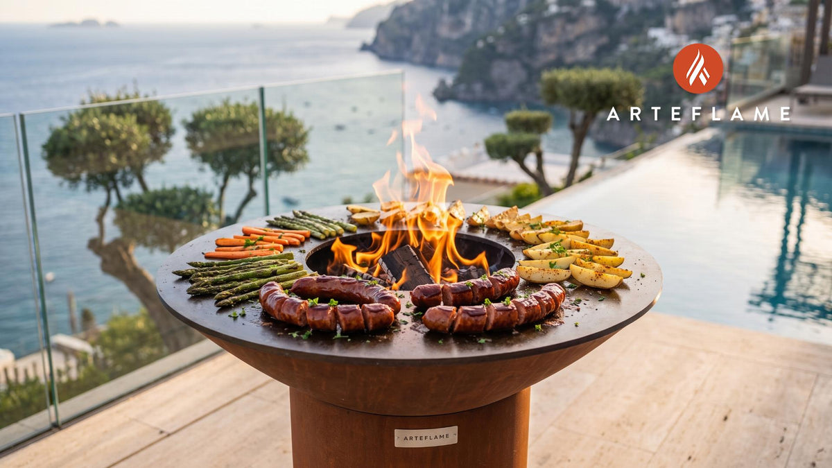 Hickory Smoked Sausages (Mississippi Style) cooking on an Arteflame grill