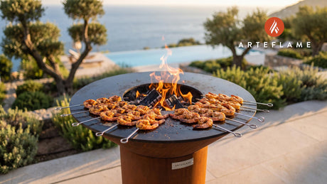 Cajun Grilled Shrimp Skewers (Mississippi Style) cooking on an Arteflame grill