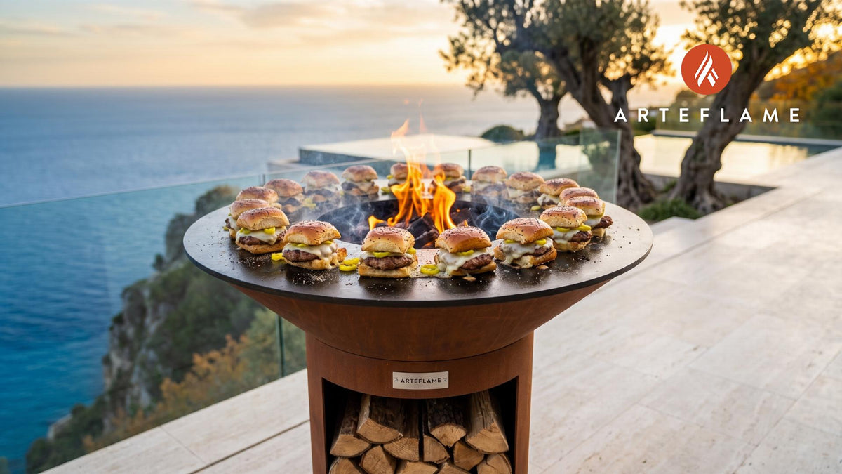 Spicy Grilled Sausage Sliders (Mississippi Style) cooking on an Arteflame grill