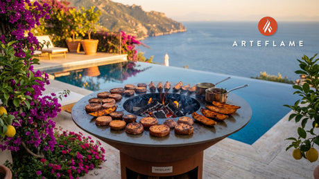 Charred Sweet Potatoes & Cane Syrup (Mississippi Style) cooking on an Arteflame grill