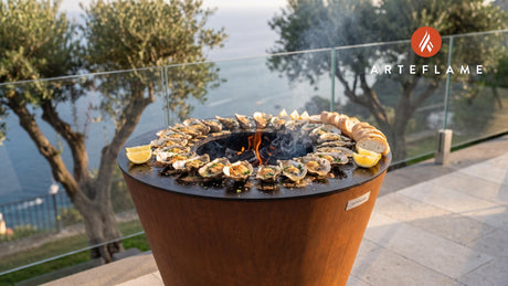 Grilled BBQ Oysters (Mississippi Style) cooking on an Arteflame grill