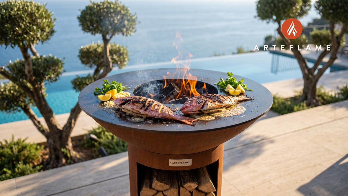 Char-Grilled Gulf Snapper (Mississippi Style) cooking on an Arteflame grill