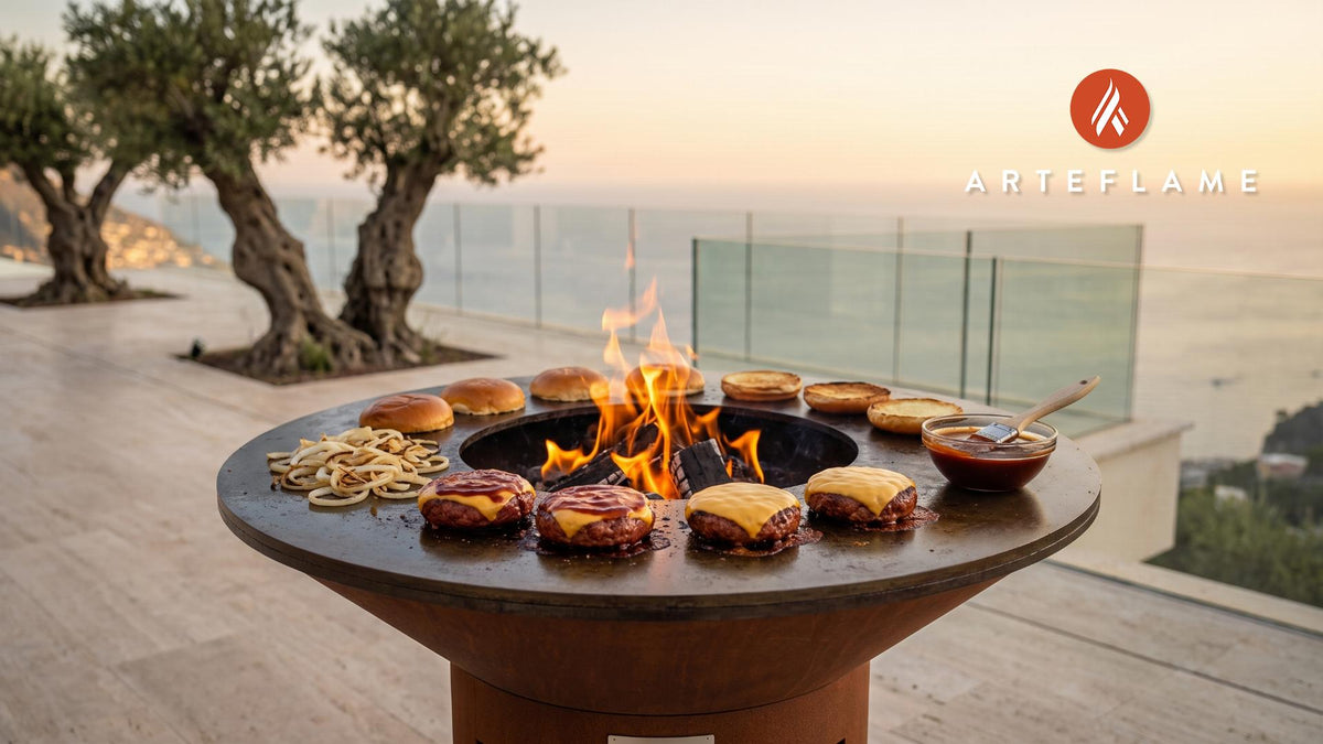 Smoked BBQ Bologna Burgers (Mississippi Style) cooking on an Arteflame grill