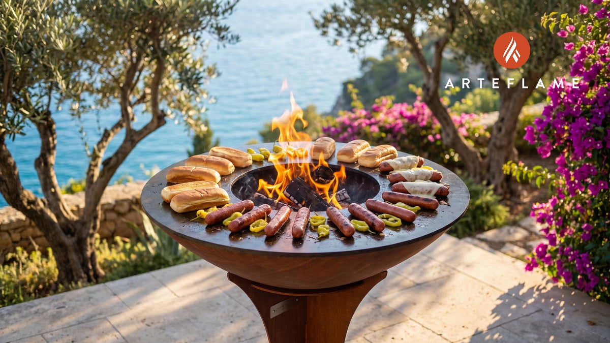 Grilled Firecracker Hot Dogs (Mississippi Style) cooking on an Arteflame grill