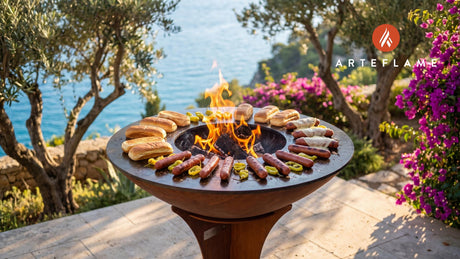 Grilled Firecracker Hot Dogs (Mississippi Style) cooking on an Arteflame grill