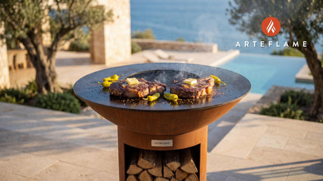Grilled Black Pepper Steak (Mississippi Style) cooking on an Arteflame grill
