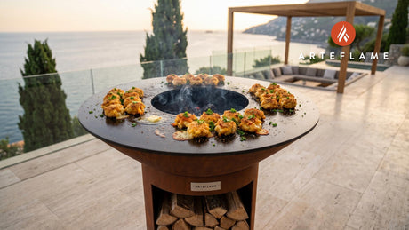 Grilled Smoked Gouda Mac & Cheese Bites (Mississippi Style) cooking on an Arteflame grill