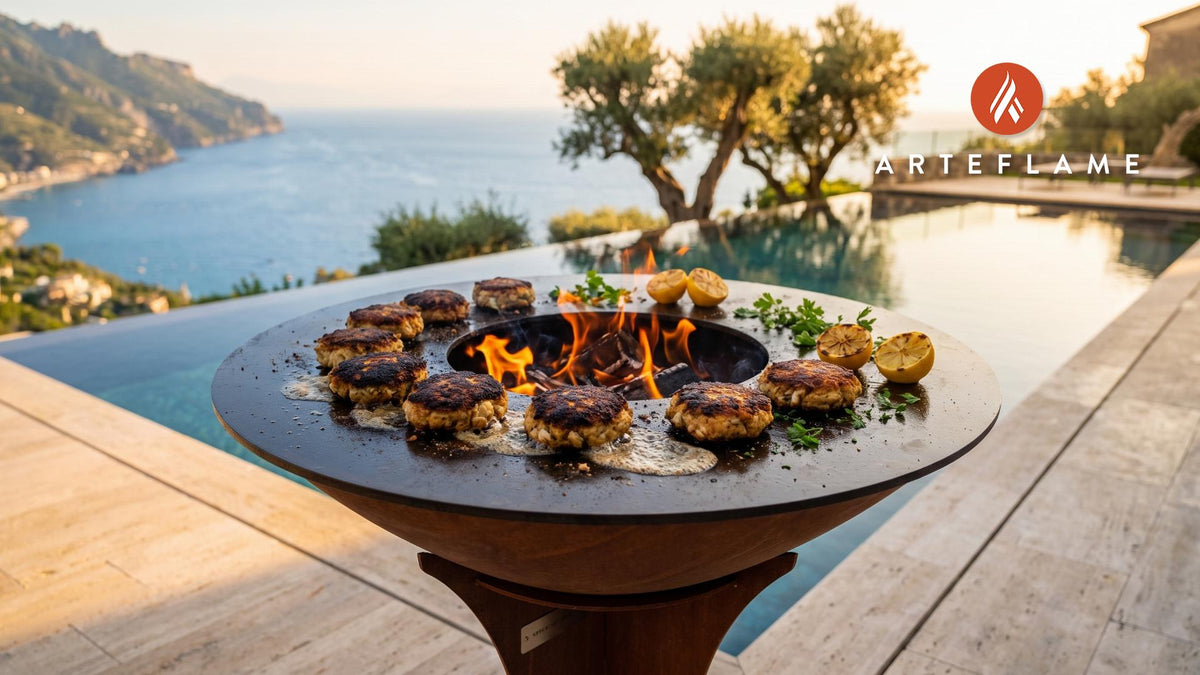 Blackened Crab Cakes (Mississippi Style) cooking on an Arteflame grill