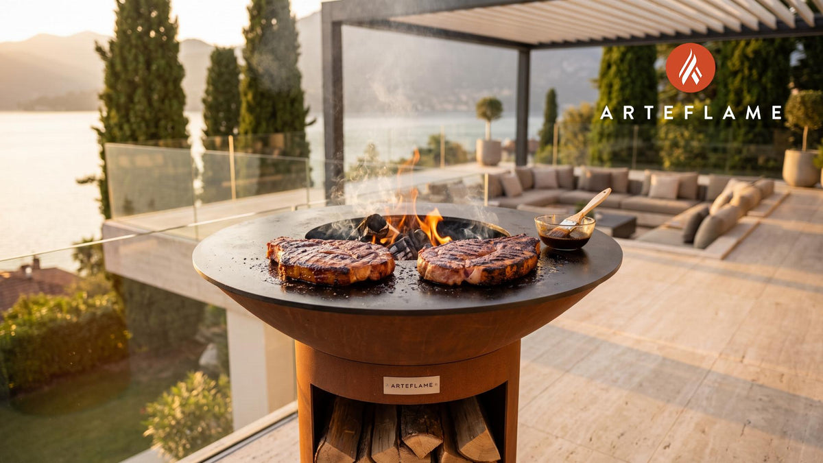 Fire-Grilled Country Ham Steaks (Missouri Style) cooking on an Arteflame grill