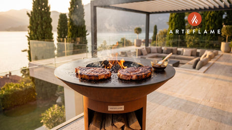 Fire-Grilled Country Ham Steaks (Missouri Style) cooking on an Arteflame grill