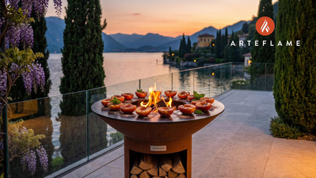 Grilled Peaches & Cinnamon Sugar (Missouri Style) cooking on an Arteflame grill