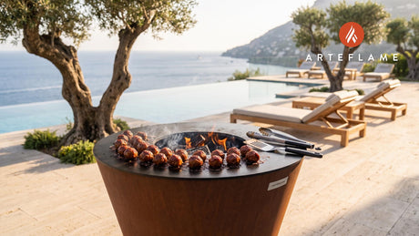 Hickory BBQ Meatballs (Missouri Style) cooking on an Arteflame grill