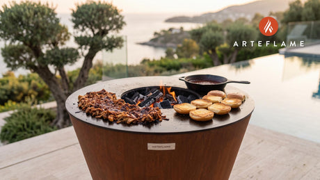 Charred BBQ Jackfruit Sliders (Missouri Style) cooking on an Arteflame grill