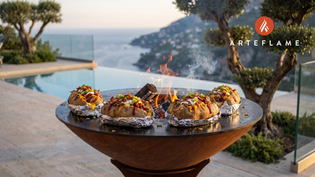 BBQ Baked Potatoes (Missouri Ozark Style) cooking on an Arteflame grill
