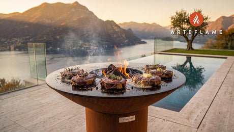 Wood-Fired Moose Steaks (Montana Style) cooking on an Arteflame grill