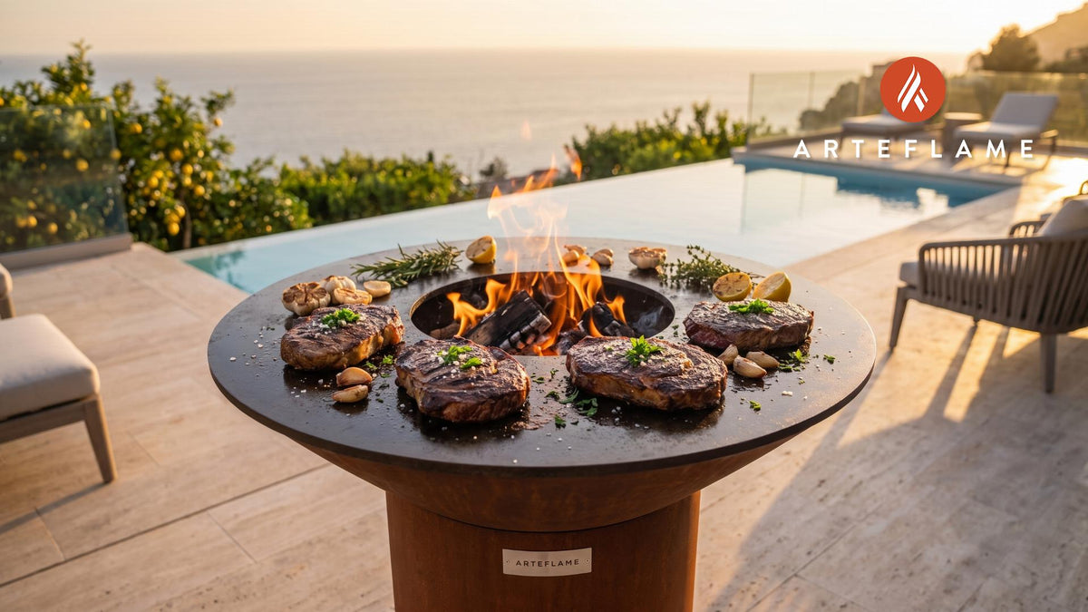 Tender Grilled Cougar Steaks (Montana Style) cooking on an Arteflame grill