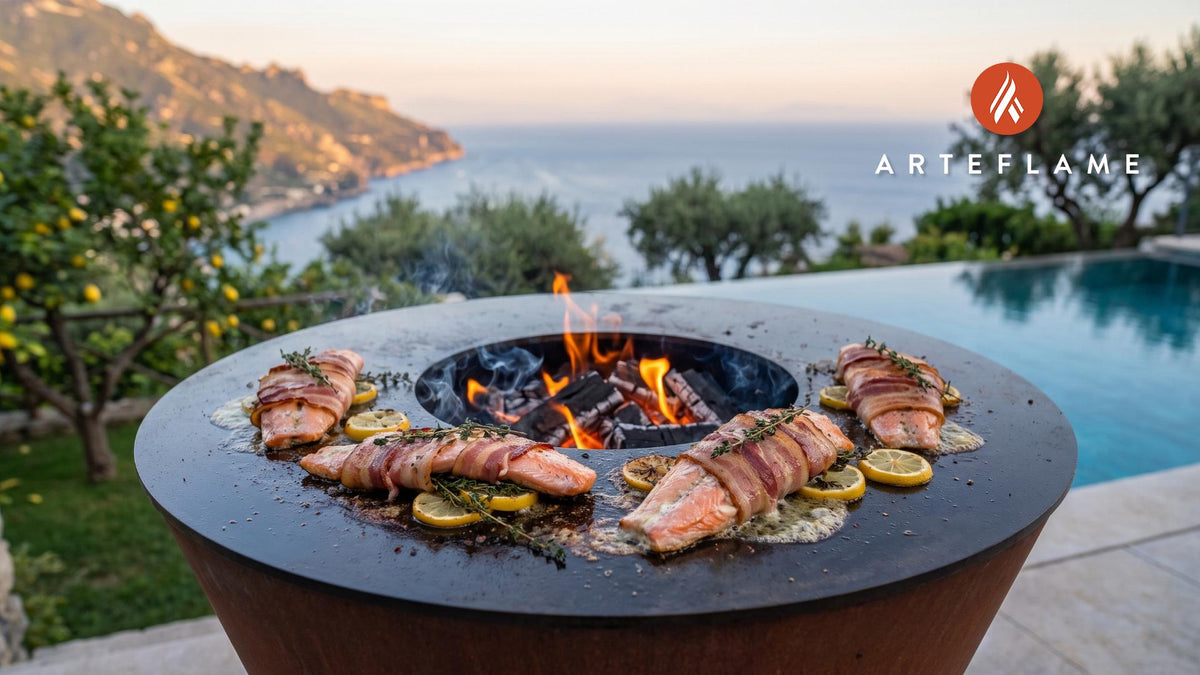 Grilled Trout Fillets (Montana Glacier Park Style) cooking on an Arteflame grill