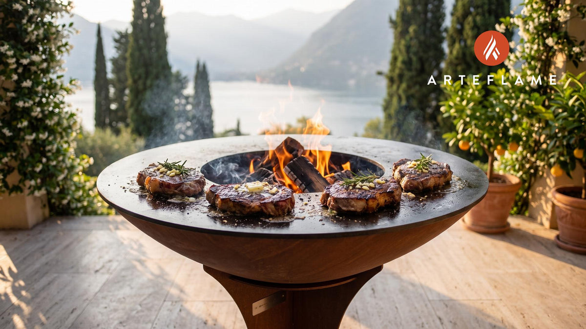 Grilled Mountain Goat Steaks (Montana Style) cooking on an Arteflame grill