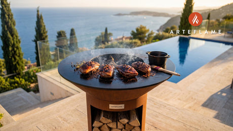 Fire Grilled Smoked Duck (Montana Style) cooking on an Arteflame grill