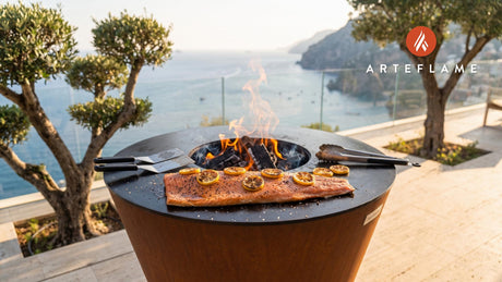 Maple Smoked Salmon (Montana Style) cooking on an Arteflame grill
