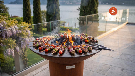 Wood-Fired Wild Game Kabobs (Montana Style) cooking on an Arteflame grill