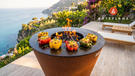 Fire Roasted Bell Peppers (Nebraska Style) cooking on an Arteflame grill