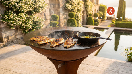 Grilled Catfish with Lemon Butter (Nebraska Style) cooking on an Arteflame grill