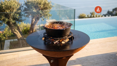 Smoked Cowboy Beans (Nebraska Style) cooking on an Arteflame grill