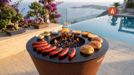 Grilled Hot Link Sausages (Nebraska Style) cooking on an Arteflame grill