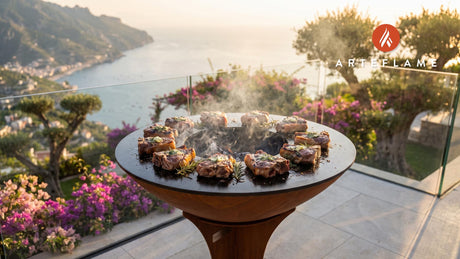 Grilled Lamb Chops with Herb Butter (Nebraska Style) cooking on an Arteflame grill