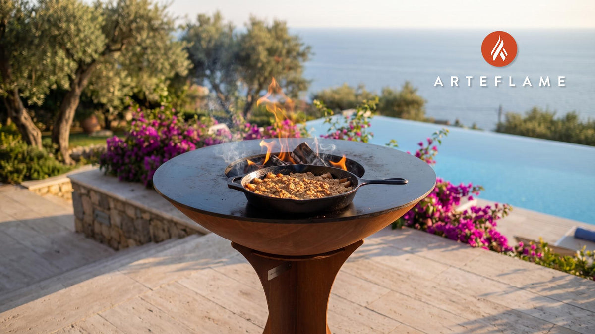Grilled Apple Crisp (Nebraska Style) cooking on an Arteflame grill