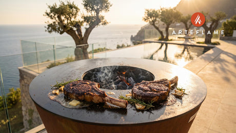 Seared Cowboy Ribeye (Nevada Style) cooking on an Arteflame grill