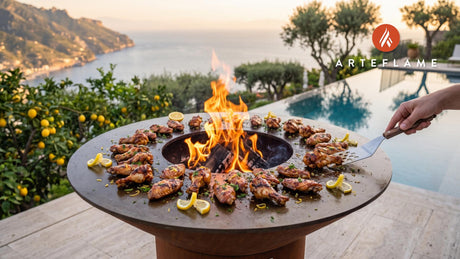 Grilled Chicken Wings with Picon Punch (Nevada Style) cooking on an Arteflame grill