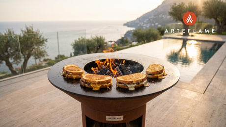 Grilled Sourdough Cheese Melts (Nevada Style) cooking on an Arteflame grill