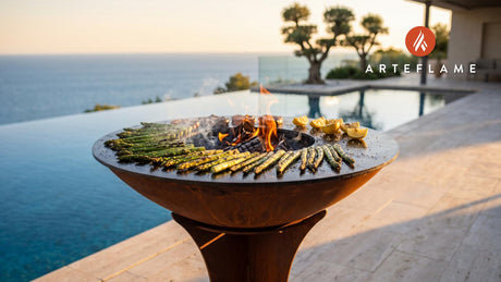 Mesquite Grilled Asparagus (Nevada Style) cooking on an Arteflame grill