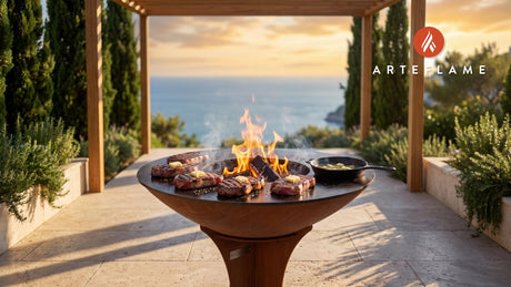 Buffalo Strip Loin with Whiskey Butter (Nevada Style) cooking on an Arteflame grill