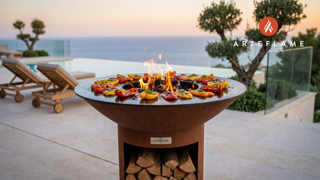 Grilled Peppers with Balsamic Glaze (Nevada Style) cooking on an Arteflame grill