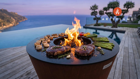 Seared Maple Glazed Steak (New Hampshire Style) cooking on an Arteflame grill
