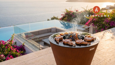 Apple Cider Grilled Pork Chops (New Hampshire Style) cooking on an Arteflame grill