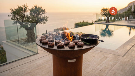 Grilled Venison Medallions (New Hampshire Style) cooking on an Arteflame grill