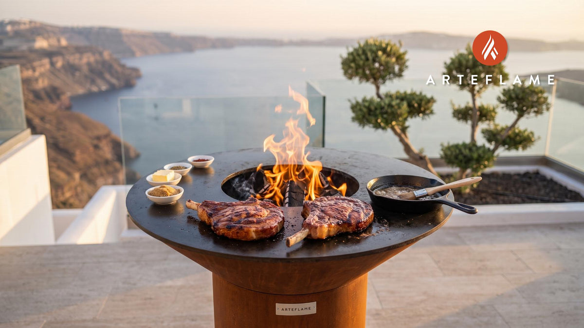 Maple Glazed Ham Steaks (New Hampshire Style) cooking on an Arteflame grill