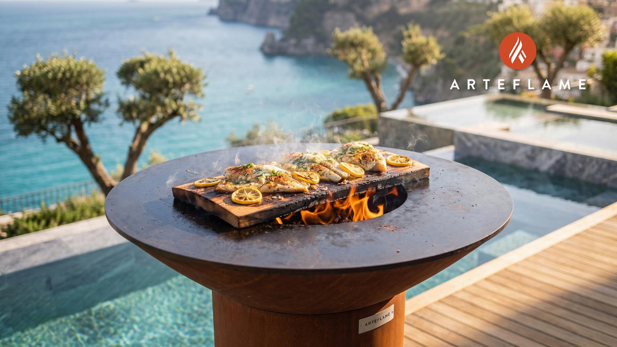Cedar Plank Haddock (New Hampshire Style) cooking on an Arteflame grill