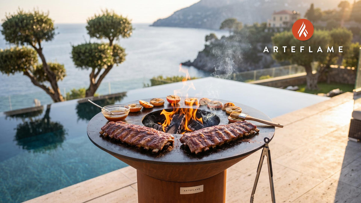 Apple Cinnamon Pork Ribs (New Hampshire Style) cooking on an Arteflame grill