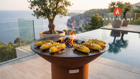 Maple Butter Corn on the Cob (New Hampshire Style) cooking on an Arteflame grill