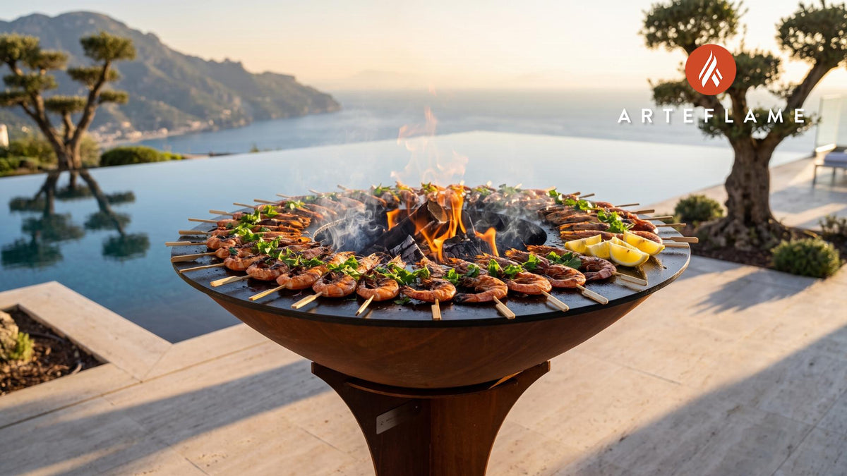 Grilled Shrimp Skewers cooking on an Arteflame grill