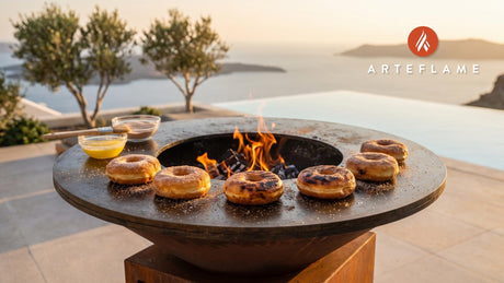 Grilled Cinnamon Sugar Donuts (New Hampshire Style) cooking on an Arteflame grill