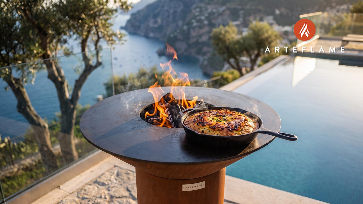 Grilled Maple Chili Cornbread (New Hampshire Style) cooking on an Arteflame grill